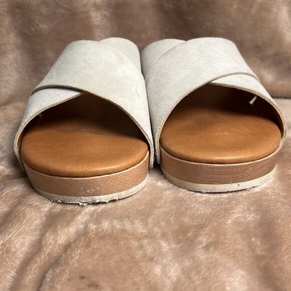 Women's Donna Tuscano Sandals Slip On Leather Taupe Sz 9 Platform Made in Italy! - Picture 2 of 8